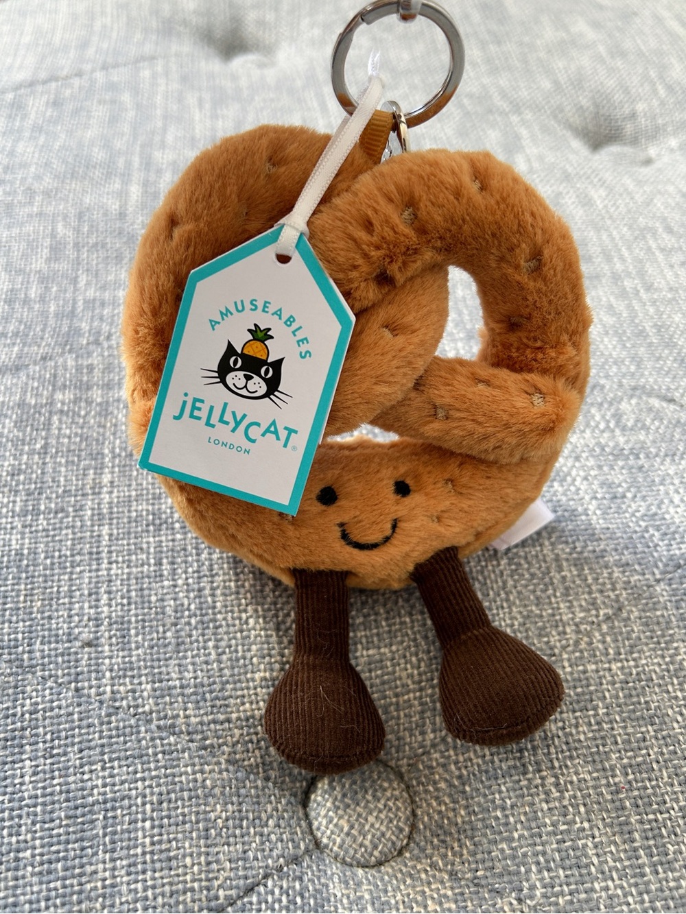 Authentic Jellycat Brown Donut Plush Keyring - Brand New